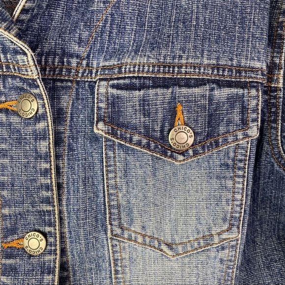 CHICO’s Distressed Jean Jacket Size 0 - Picture 3 of 6